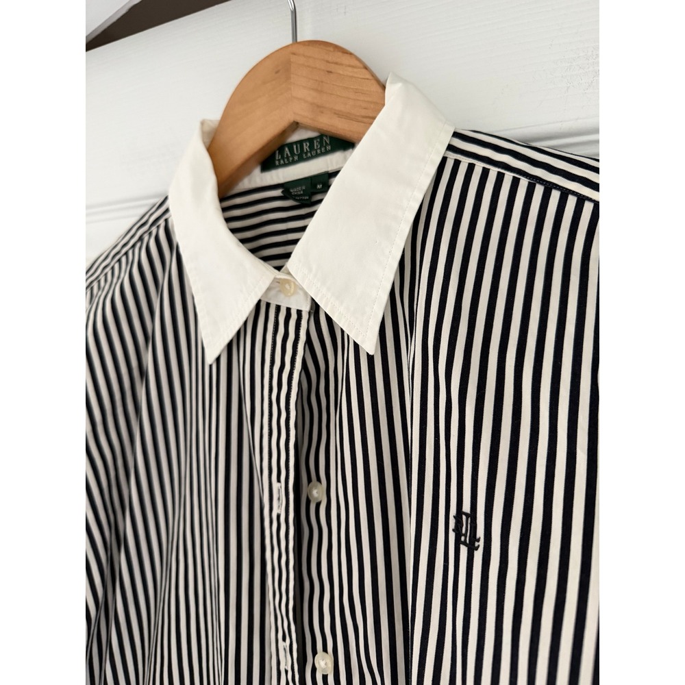 Vintage Womens Ralph Lauren Striped Button Down Preppy Classic Minimalist Luxury - Picture 2 of 2